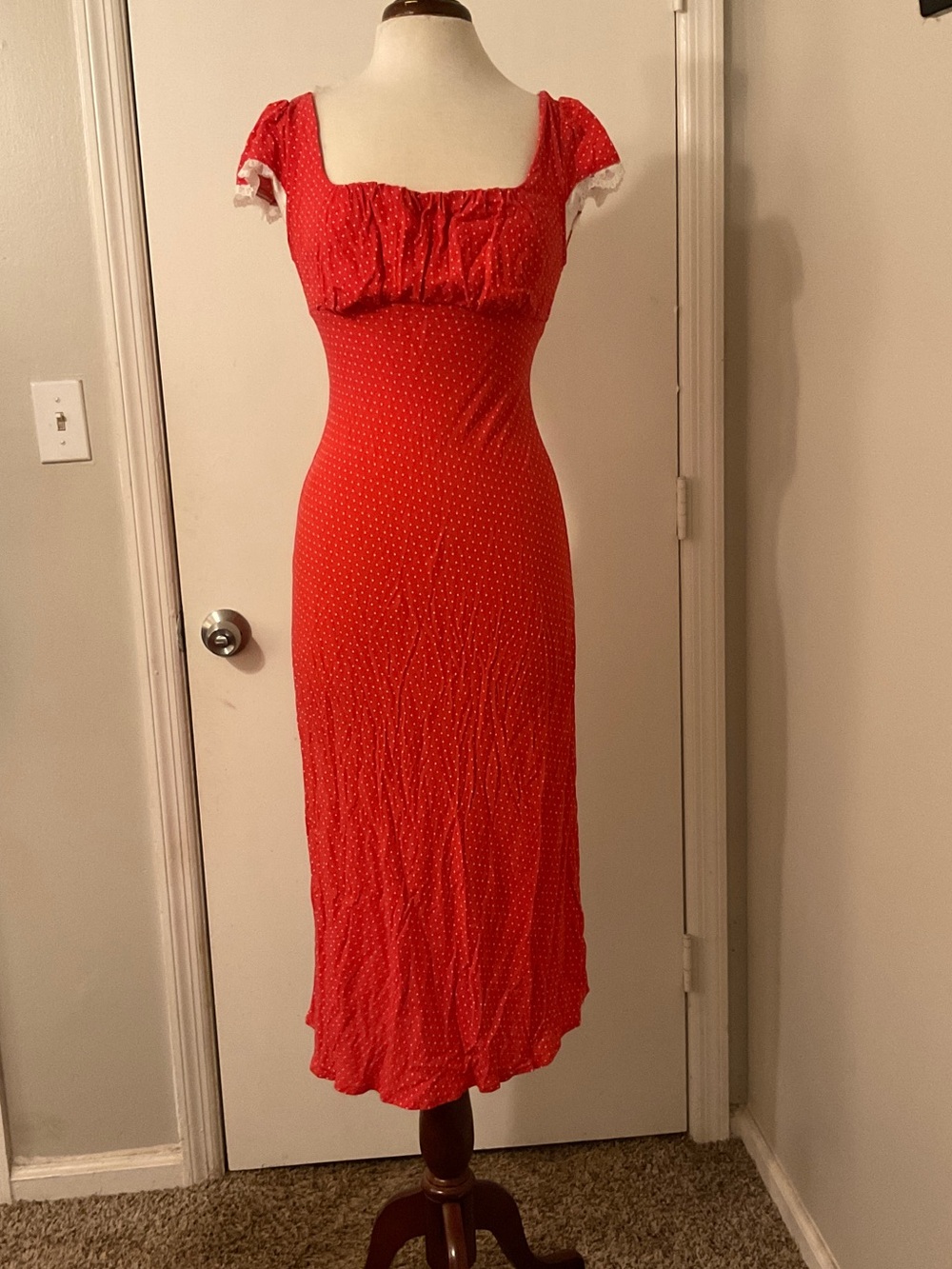 wild fable Red Polka Dot Midi Dress